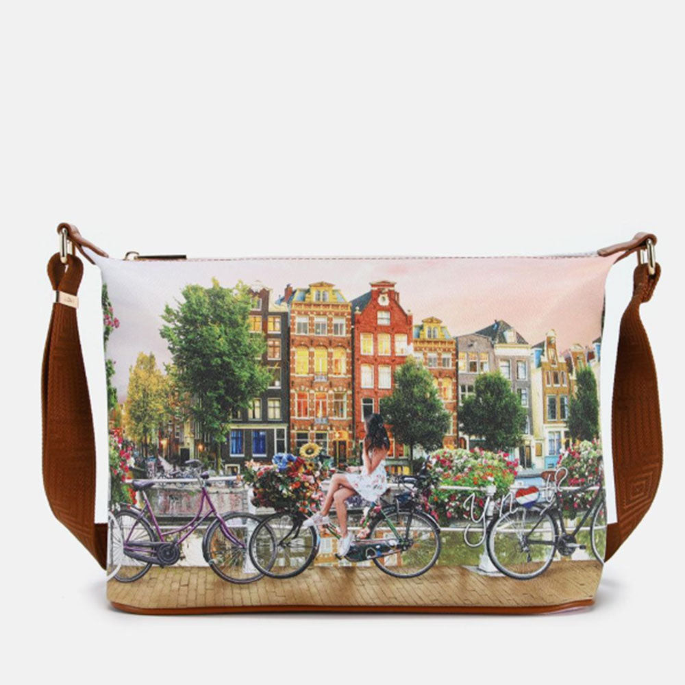Borsa Donna Y NOT Hobo Easy Large a Tracolla YES-607 Flower River