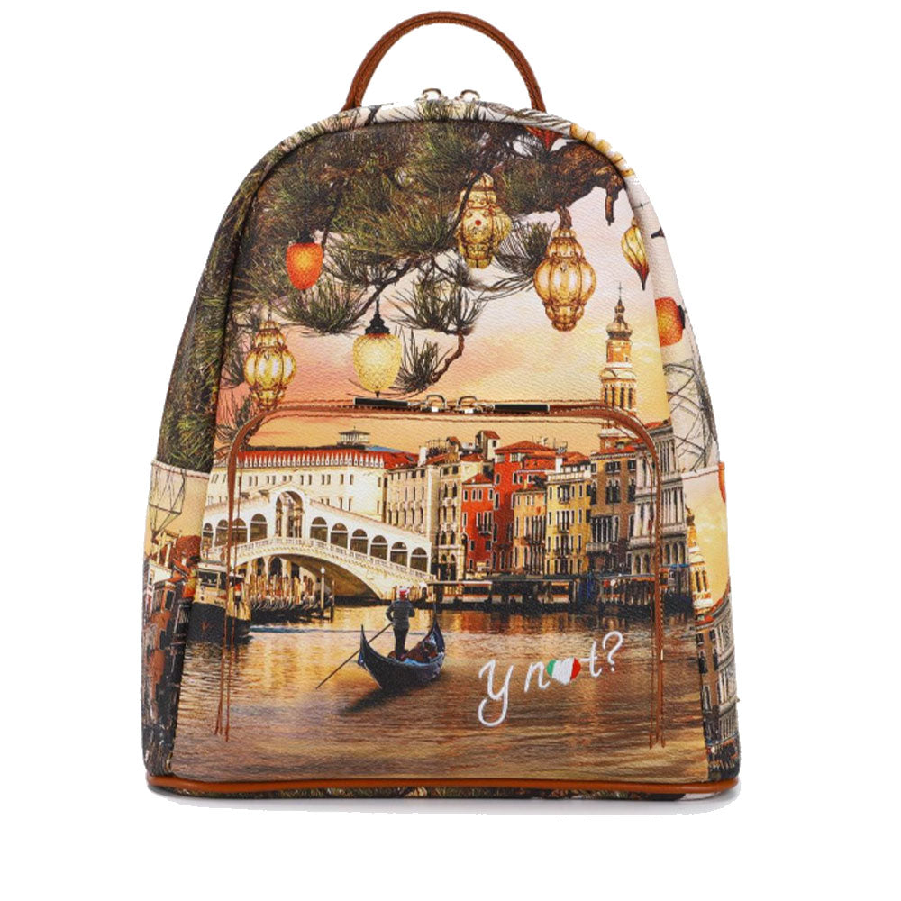 Y NOT Damen Rucksack mit Außentasche YES-615 Christmas Venice