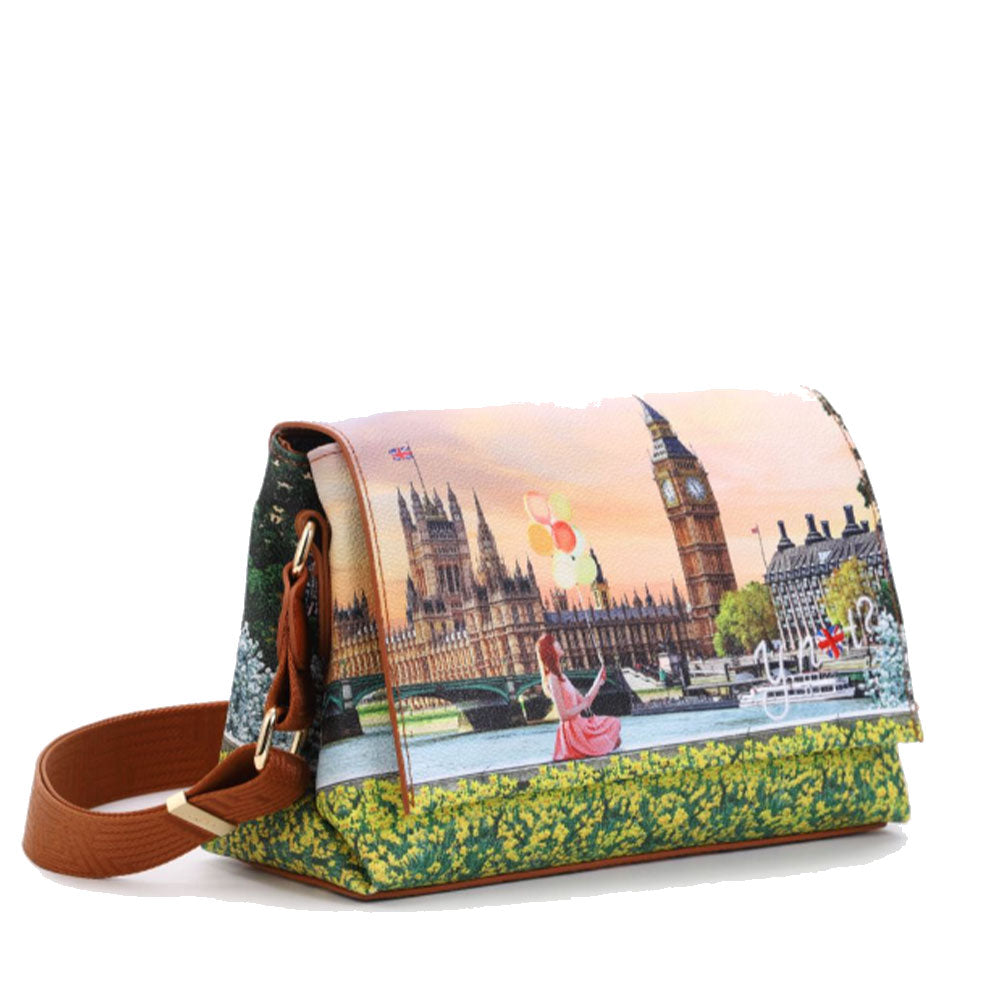 Borsa Donna a Tracolla con Pattina Y NOT YES-621 Yellow Flowers