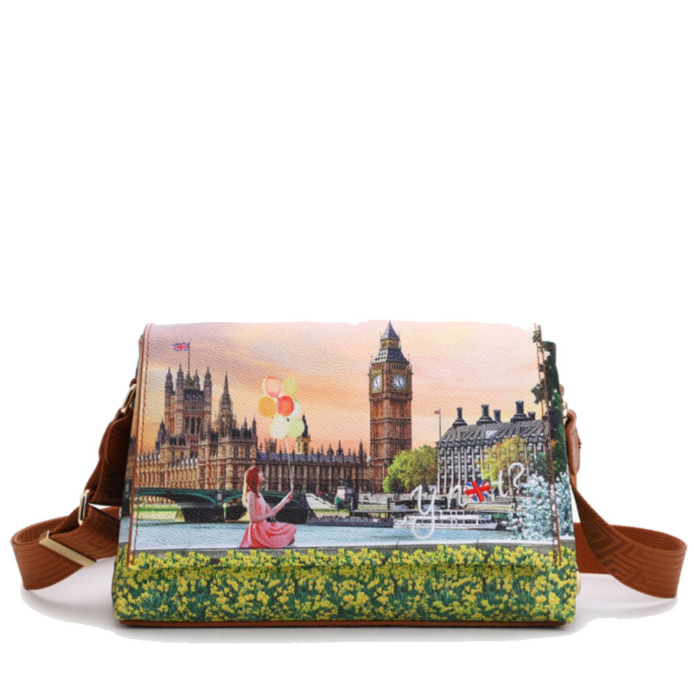 Borsa Donna a Tracolla con Pattina Y NOT YES-621 Yellow Flowers
