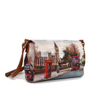 Borsa Donna a Tracolla Y NOT Chiusa Con Pattina YES-626 Stampa London Street