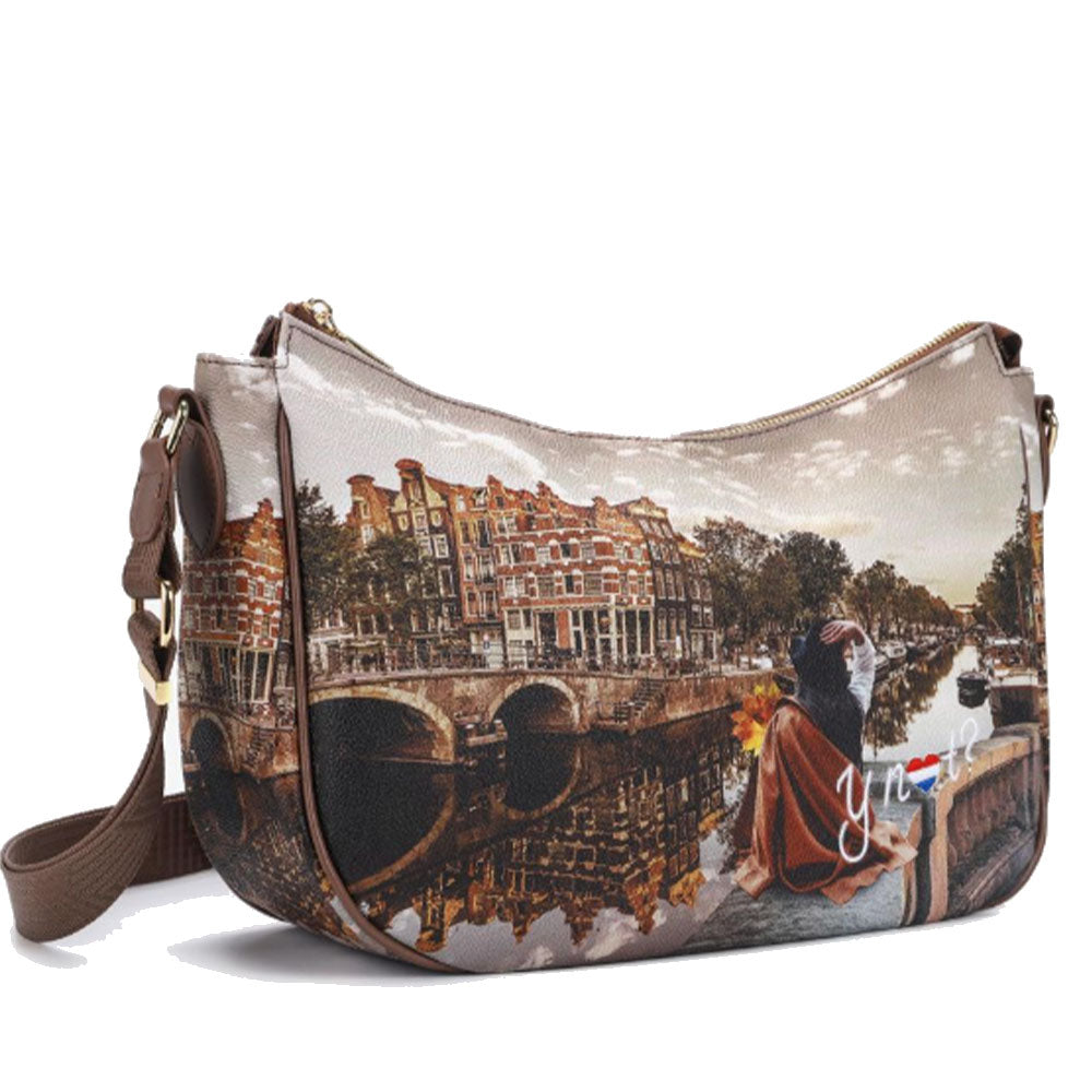 Borsa Donna Hobo Bag a Tracolla Y NOT YES-628 Stampa Autumn In Holland