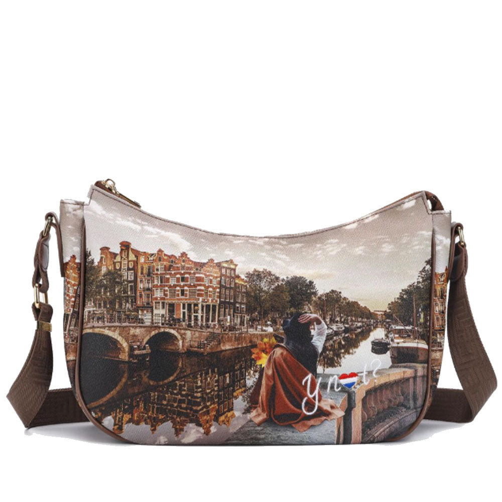 Borsa Donna Hobo Bag a Tracolla Y NOT YES-628 Stampa Autumn In Holland