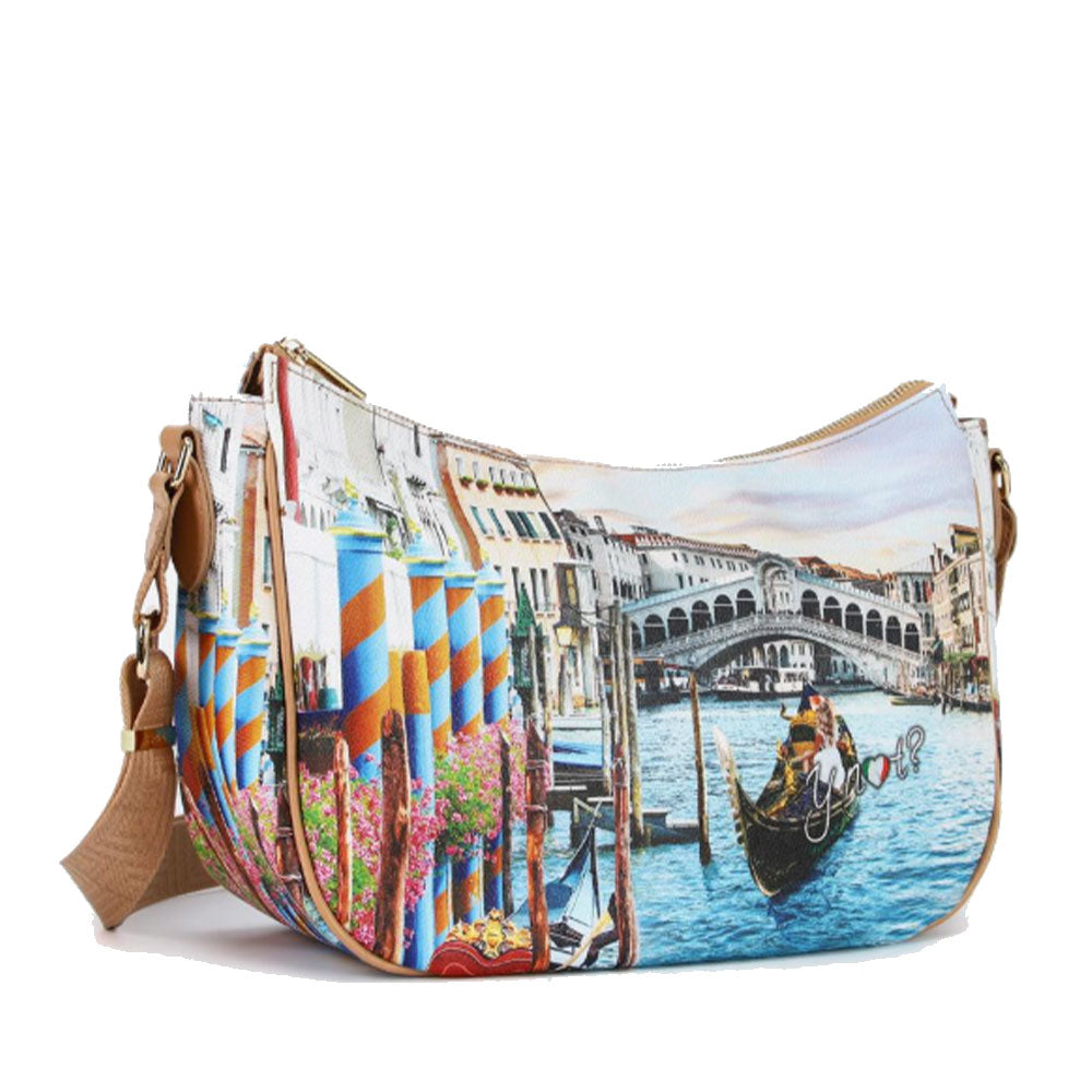 Borsa Donna Hobo Bag a Tracolla Y NOT YES-628 Stampa Dream in Venice