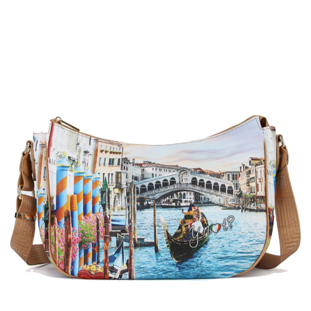 Borsa Donna Hobo Bag a Tracolla Y NOT YES-628 Stampa Dream in Venice
