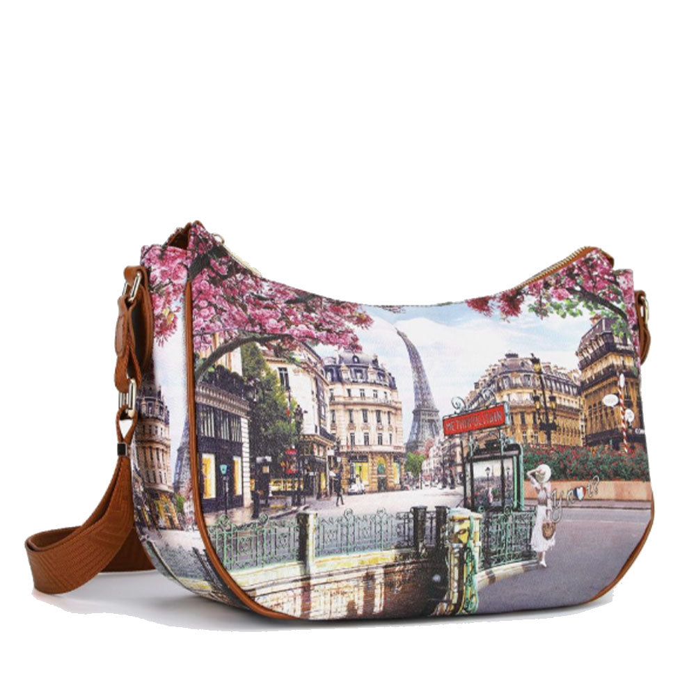 Borsa Donna Hobo Bag a Tracolla Y NOT YES-628 Stampa Emily in Paris