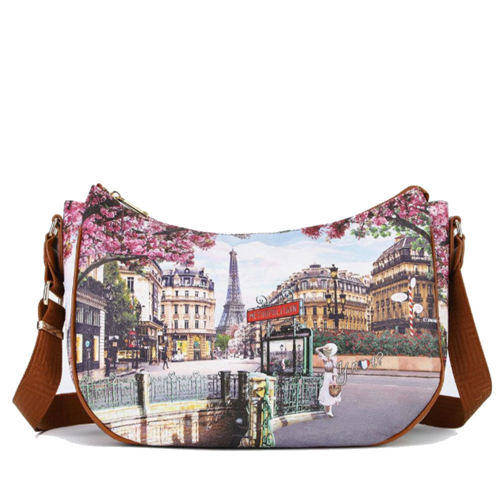 Borsa Donna Hobo Bag a Tracolla Y NOT YES-628 Stampa Emily in Paris