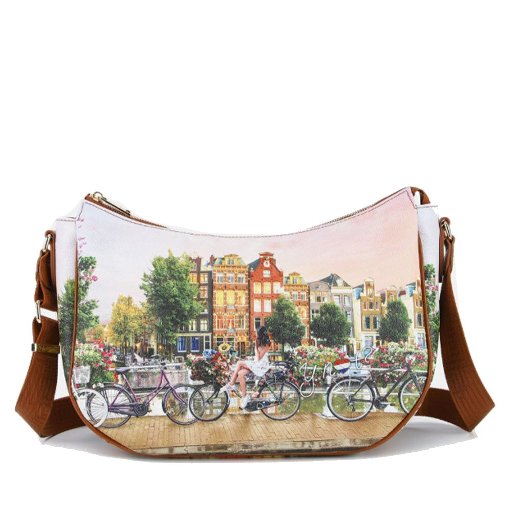 Borsa Donna Hobo Bag a Tracolla Y NOT YES-628 Stampa Flower River