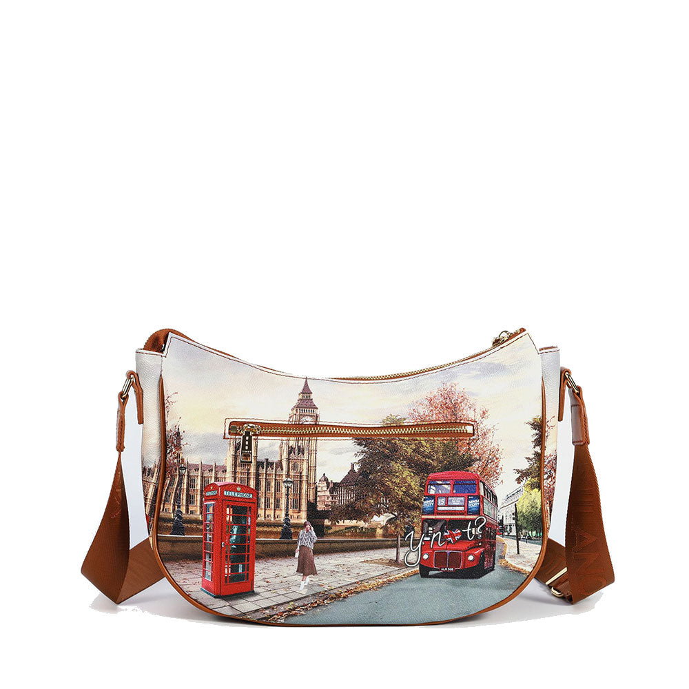 Borsa Donna Hobo Bag a Tracolla Y NOT YES-628 Stampa London Street