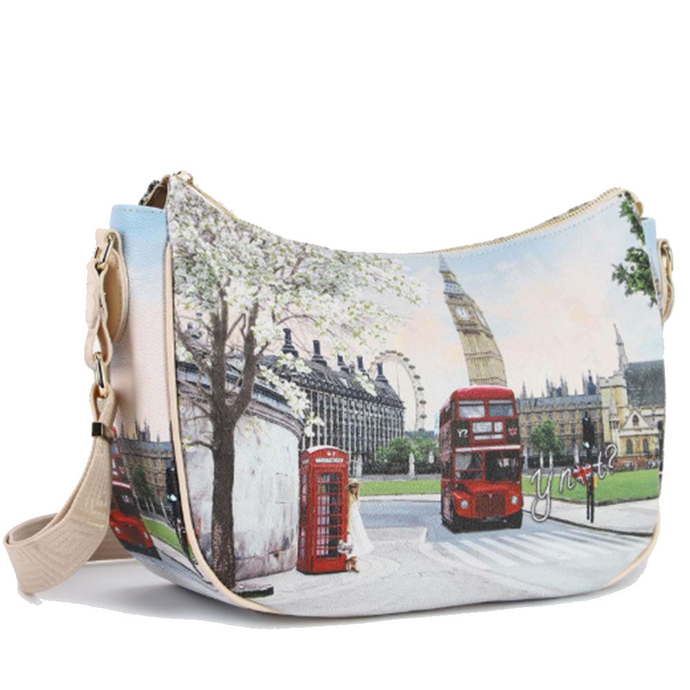 Borsa Donna Hobo Bag a Tracolla Y NOT YES-628 Stampa London