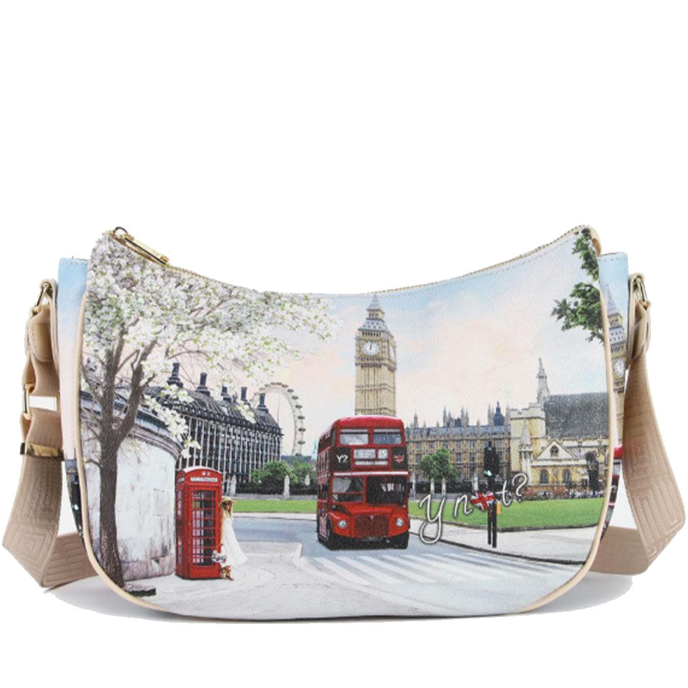 Borsa Donna Hobo Bag a Tracolla Y NOT YES-628 Stampa London
