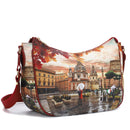 Borsa Donna Hobo Bag a Tracolla Y NOT YES-628 Stampa Rome Raining