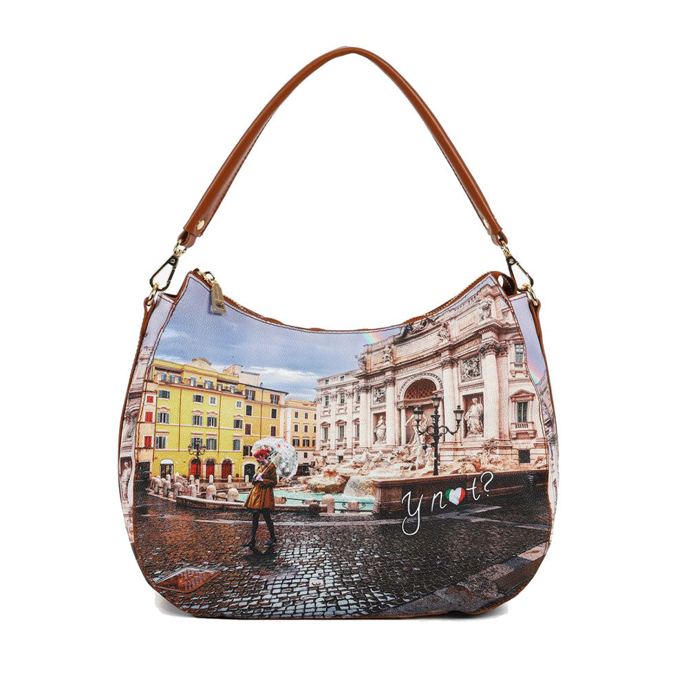 Borsa Donna Hobo Bag Y NOT YES-629 stampa Rainbow Rome