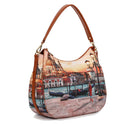 Borsa Donna Hobo Bag Y NOT YES-629 stampa Venice Sunset