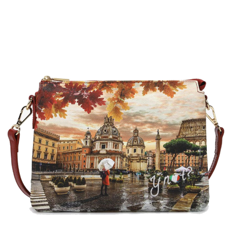 Borsa Donna a Spalla Y NOT YES-630 Stampa Rome Raining