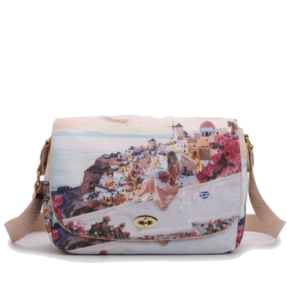 Borsa Donna a Tracolla Y NOT YES-631 Stampa Greece Sunset