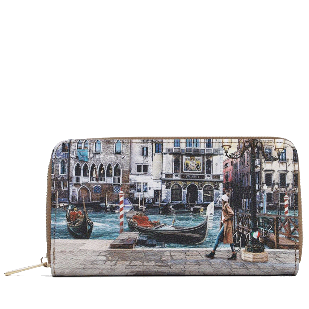 Portafoglio Donna Y NOT YES-361 Stampa Blue Lagoon Chiusura Zip Around