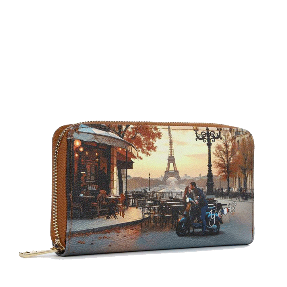 Portafoglio Donna Y NOT YES-361 Stampa Kisses From Paris Chiusura Zip Around