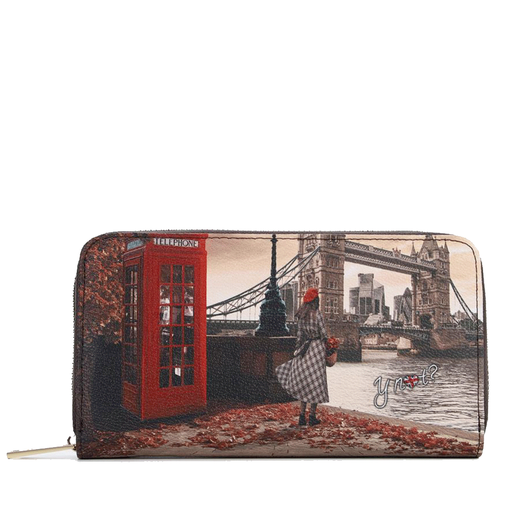 Portafoglio Donna Y NOT YES-361 Stampa London Bridge Chiusura Zip Around