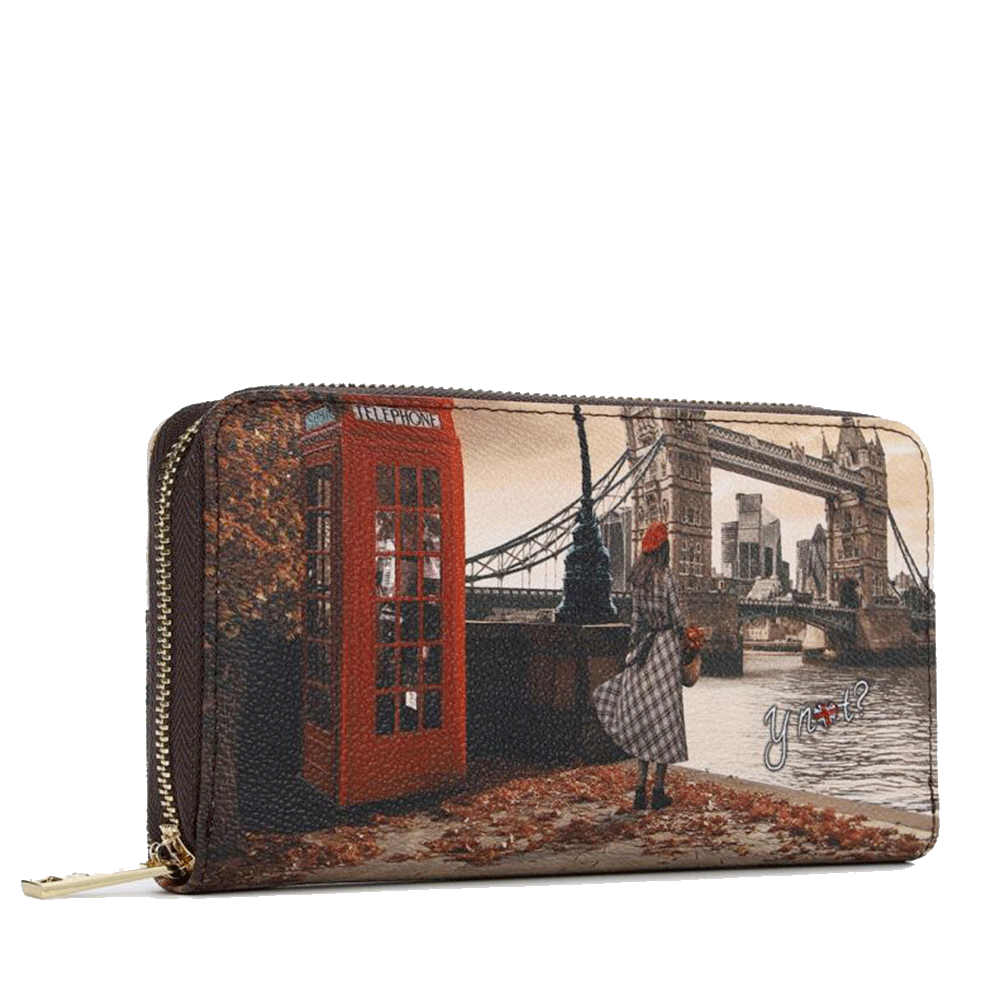 Portafoglio Donna Y NOT YES-361 Stampa London Bridge Chiusura Zip Around