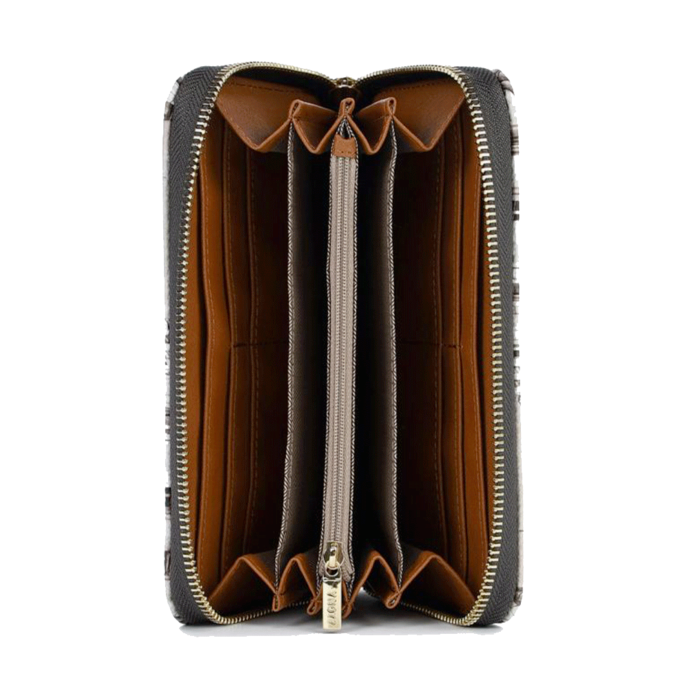 Portafoglio Donna Y NOT YES-361 Stampa Petrol Paris Chiusura Zip Around