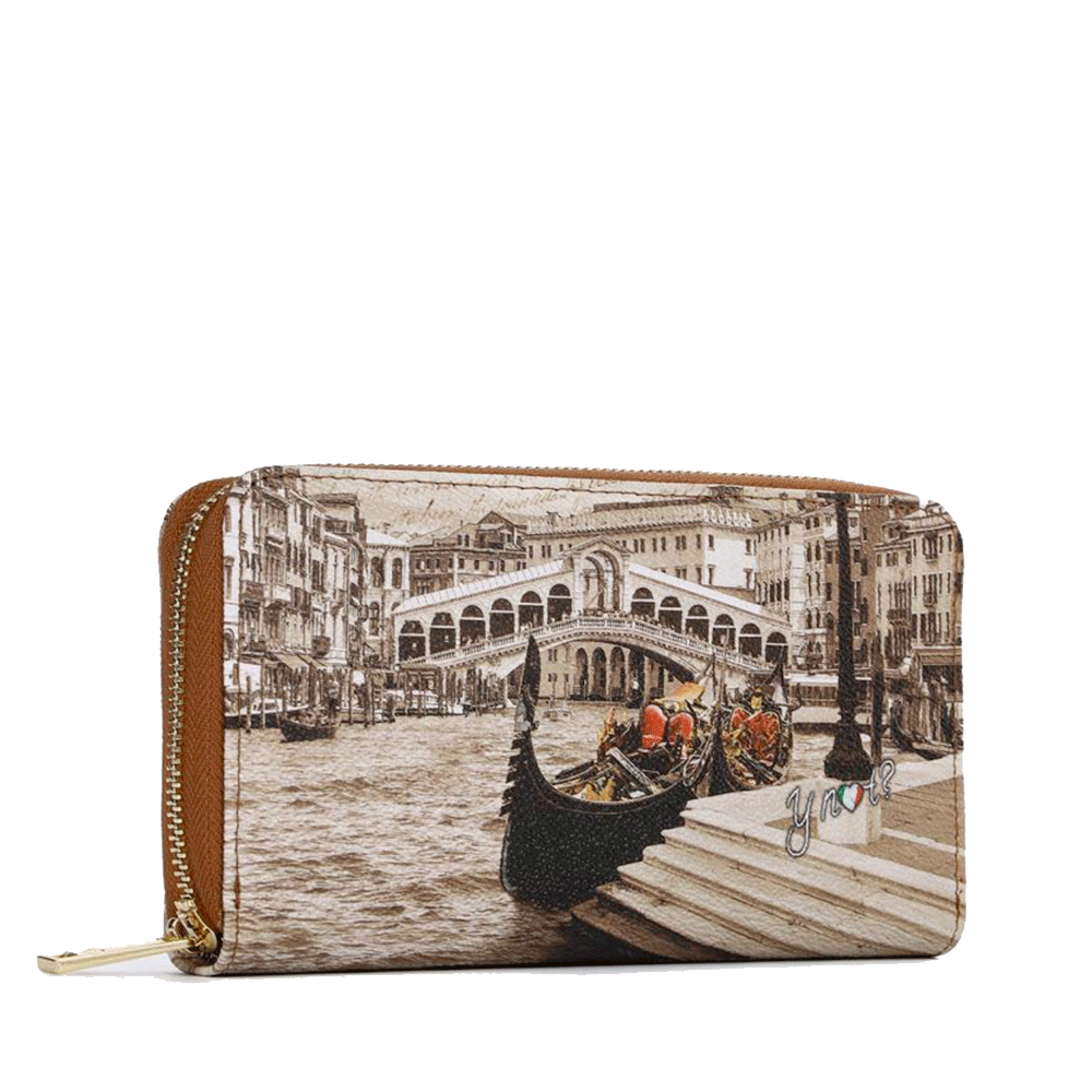 Portafoglio Donna Y NOT YES-361 Stampa Venice Postcard Chiusura Zip Around