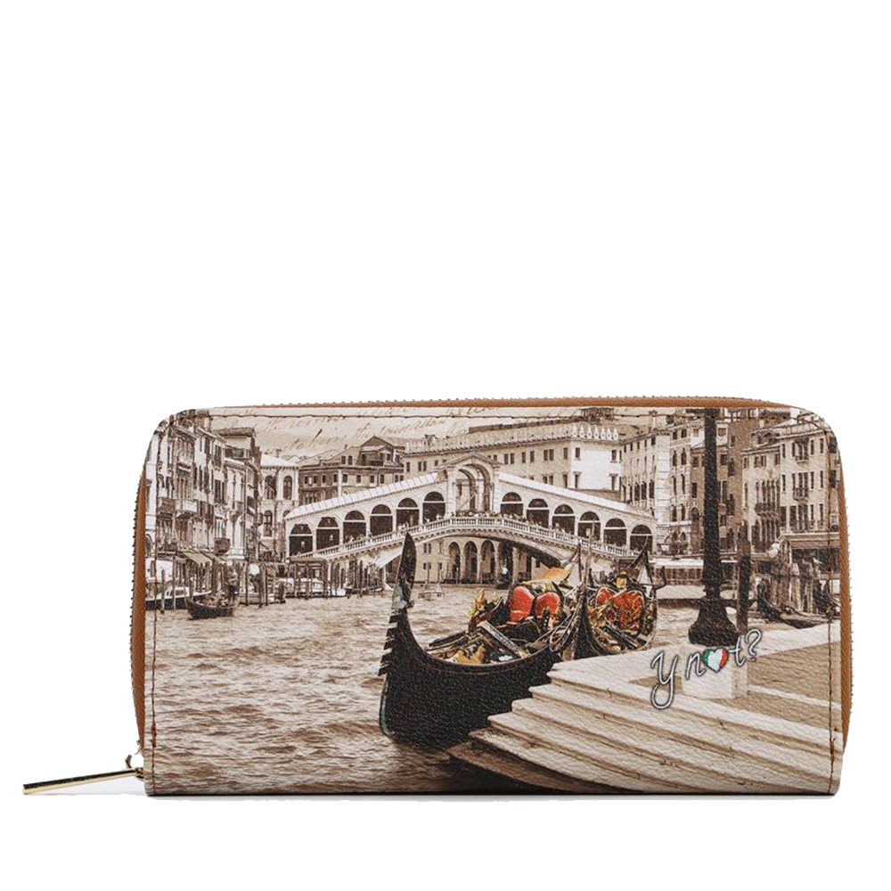 Portafoglio Donna Y NOT YES-361 Stampa Venice Postcard Chiusura Zip Around
