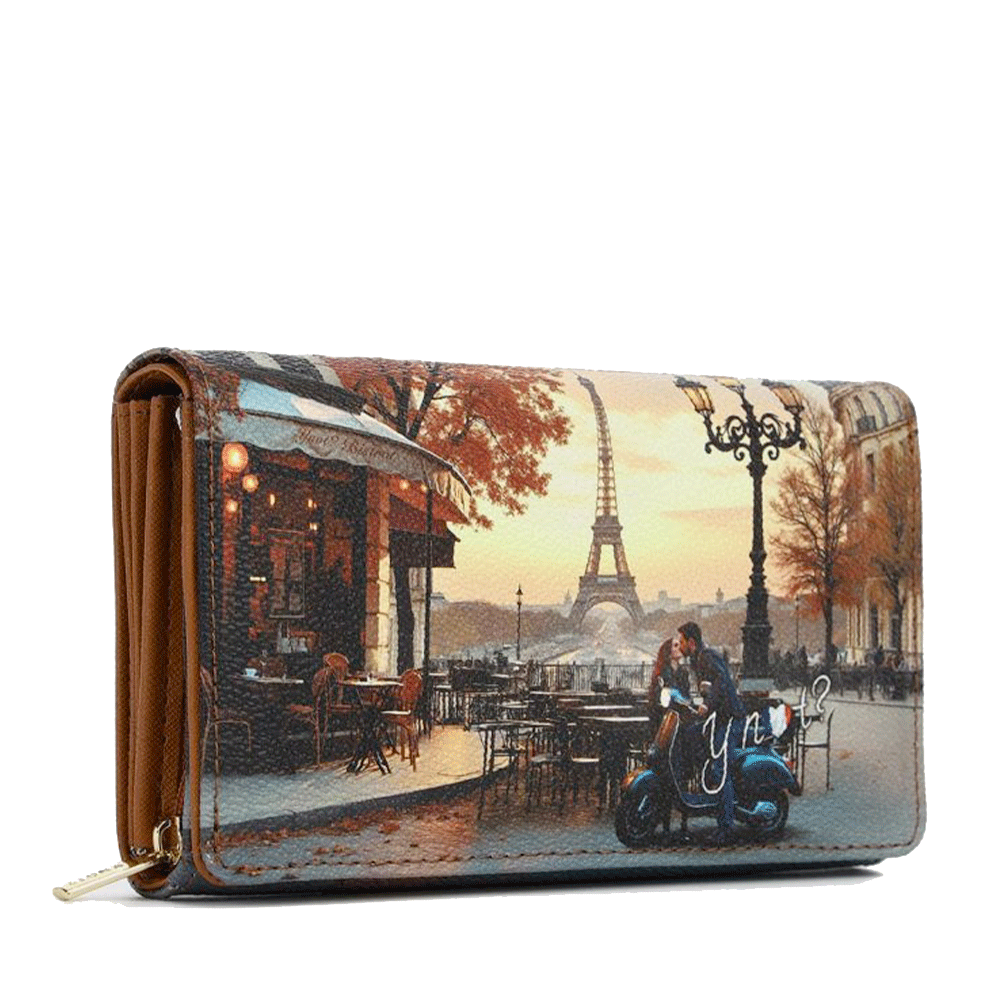 Portafoglio Donna Y NOT Chiuso con Bottone YES-364 Stampa Kisses From Paris
