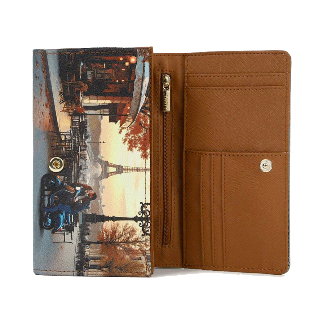 Portafoglio Donna Y NOT Chiuso con Bottone YES-364 Stampa Kisses From Paris