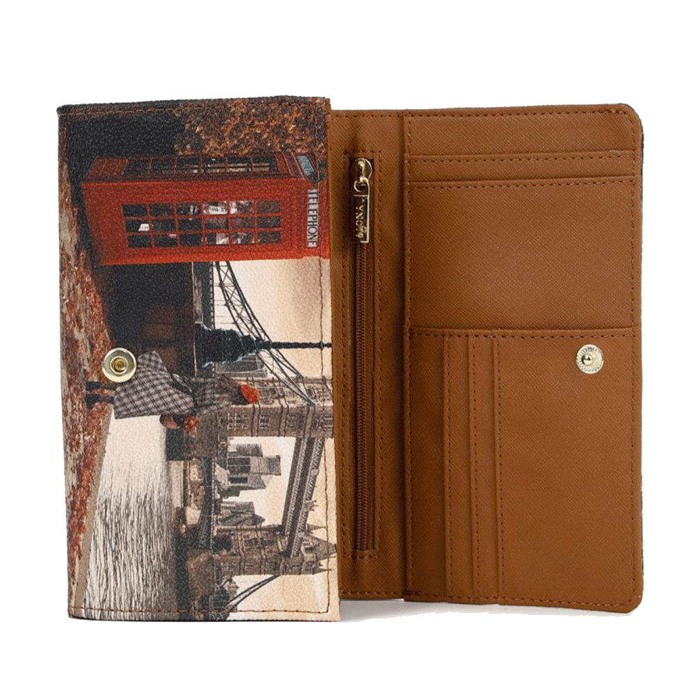Portafoglio Donna Y NOT Chiuso con Bottone YES-364 Stampa London Bridge