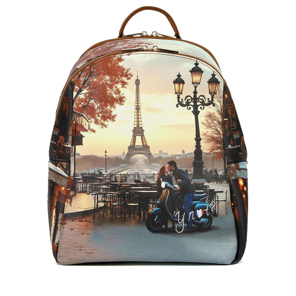 Zaino Donna Y NOT con Due Scomparti YES-601 Stampa Kisses From Paris