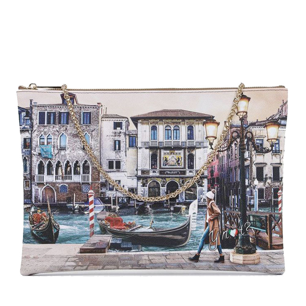 Borsa Donna Y NOT Clutch con Tracolla in Catena YES-605 Blue Lagoon