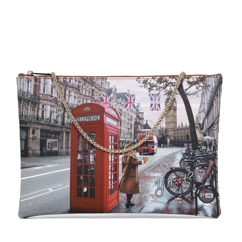 Borsa Donna Y NOT Clutch con Tracolla in Catena YES-605 Red London
