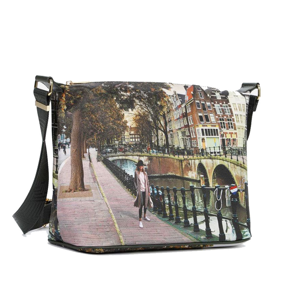 Borsa Donna Y NOT Hobo Easy Large a Tracolla YES-607 Amsterdam Bridge