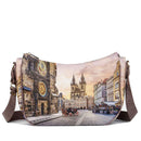Borsa Donna Hobo Bag a Tracolla Y NOT YES-628 Stampa Astro Clock