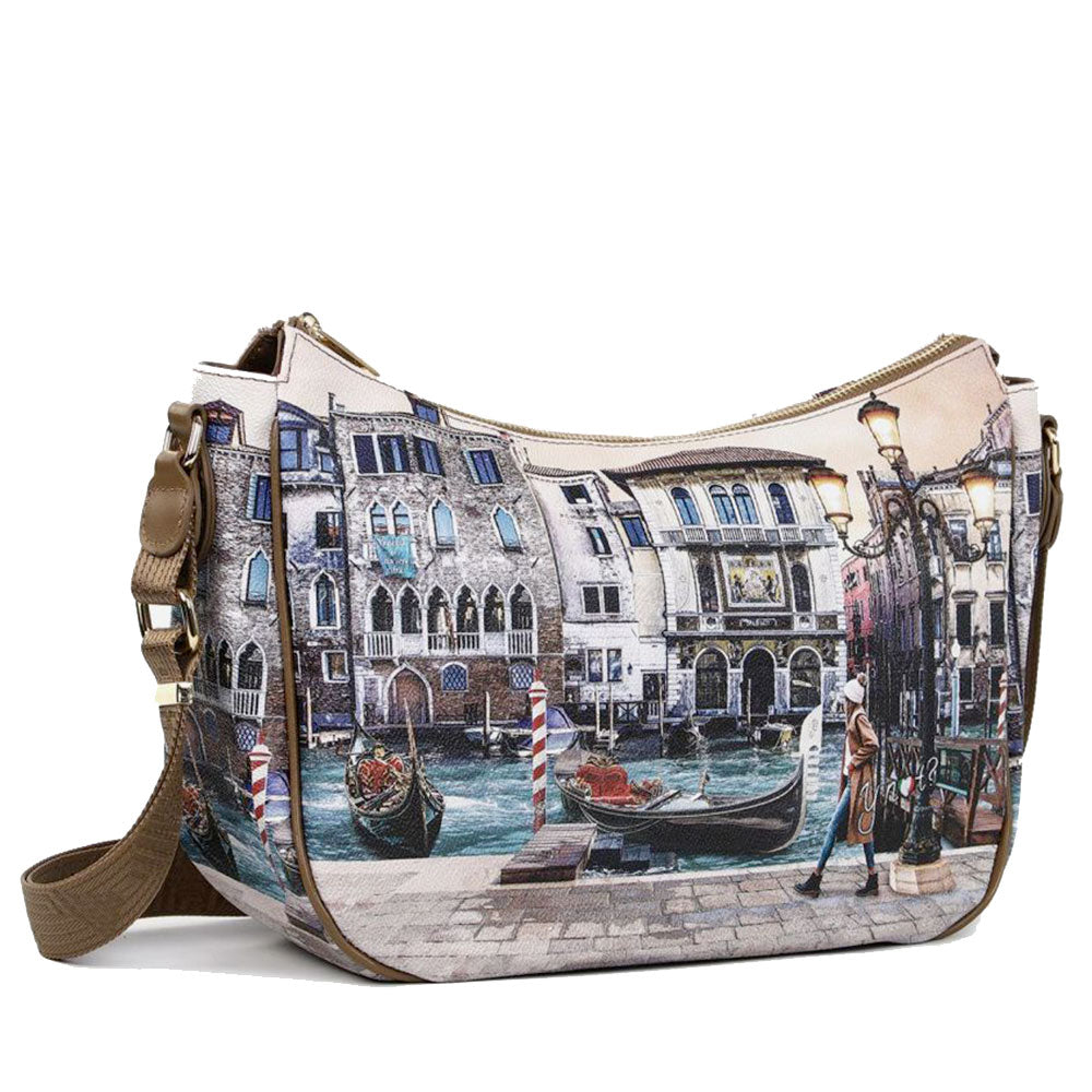 Borsa Donna Hobo Bag a Tracolla Y NOT YES-628 Stampa Blue Lagoon