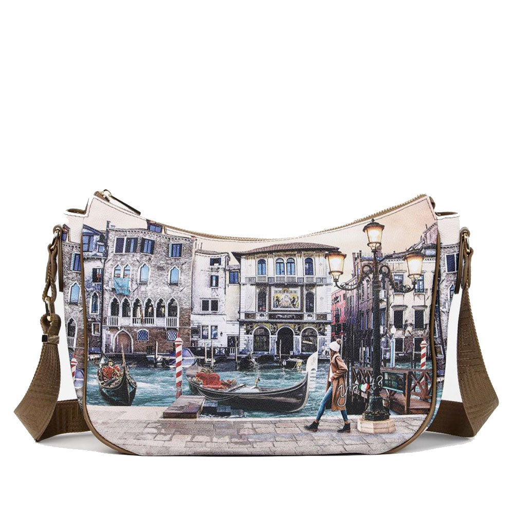 Borsa Donna Hobo Bag a Tracolla Y NOT YES-628 Stampa Blue Lagoon