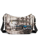 Borsa Donna Hobo Bag a Tracolla Y NOT YES-628 Stampa Petrol Paris