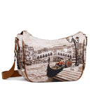 Borsa Donna Hobo Bag a Tracolla Y NOT YES-628 Stampa Venice Postcard