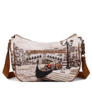 Borsa Donna Hobo Bag a Tracolla Y NOT YES-628 Stampa Venice Postcard