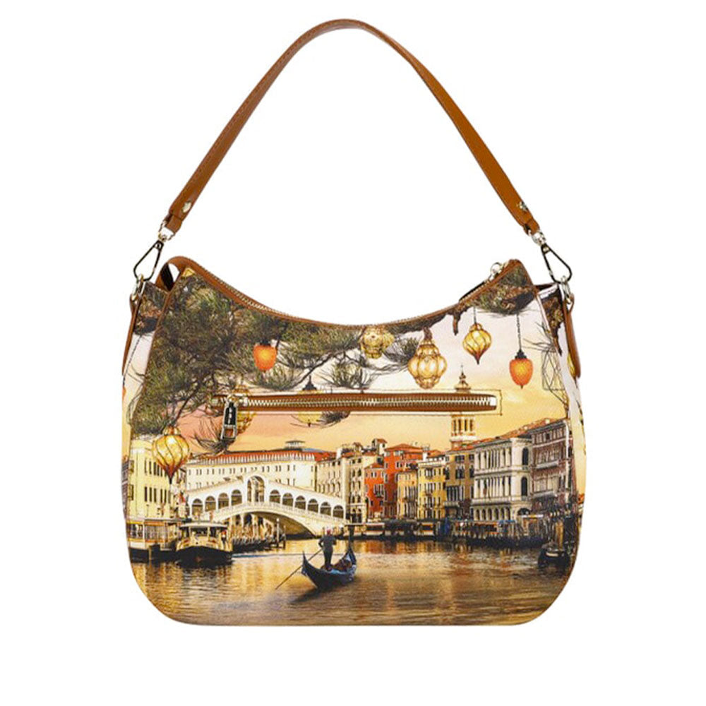 Borsa Donna Hobo Bag Y NOT YES-629 stampa Christmas Venice