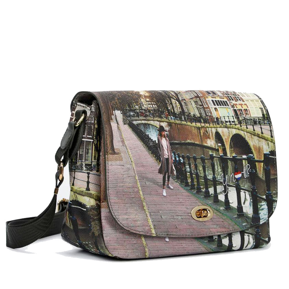 Borsa Donna a Tracolla Y NOT YES-631 Stampa Amsterdam Bridge