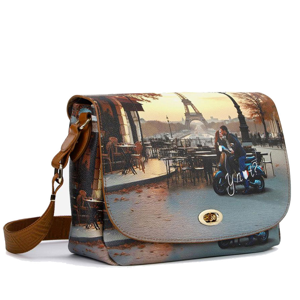 Borsa Donna a Tracolla Y NOT YES-631 Stampa Kisses From Paris