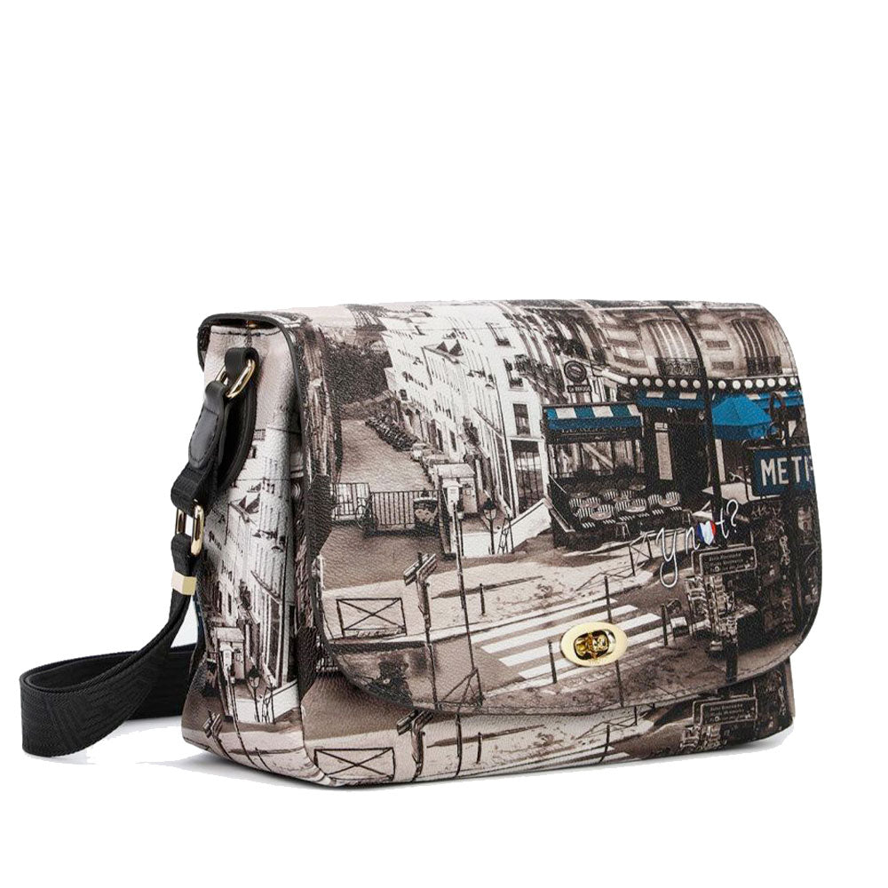 Borsa Donna a Tracolla Y NOT YES-631 Stampa Petrol Paris