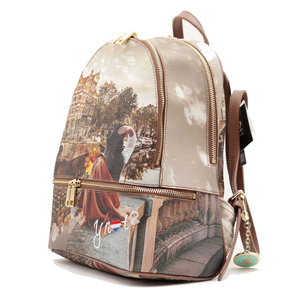 Zaino Donna Y NOT con Due Scomparti YES-648 Stampa Autumn in Holland