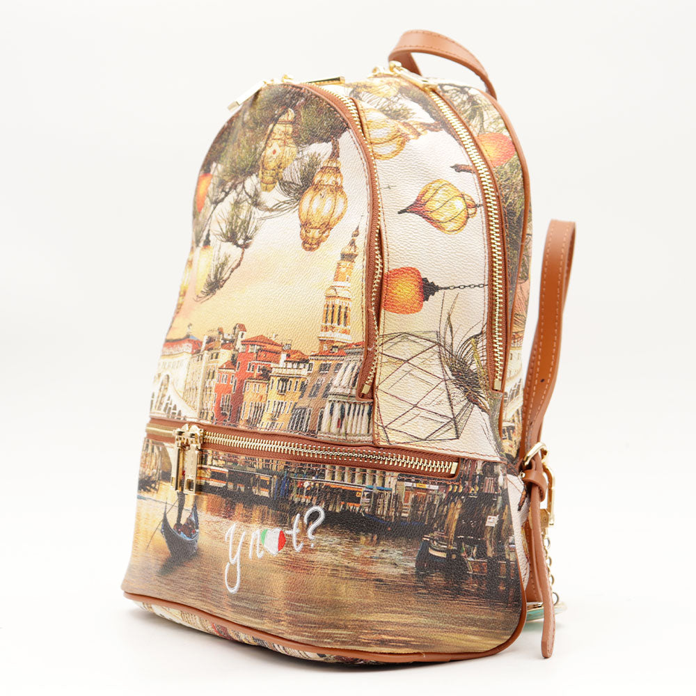 Zaino Donna Y NOT con Due Scomparti YES-648 Stampa Christmas Venice