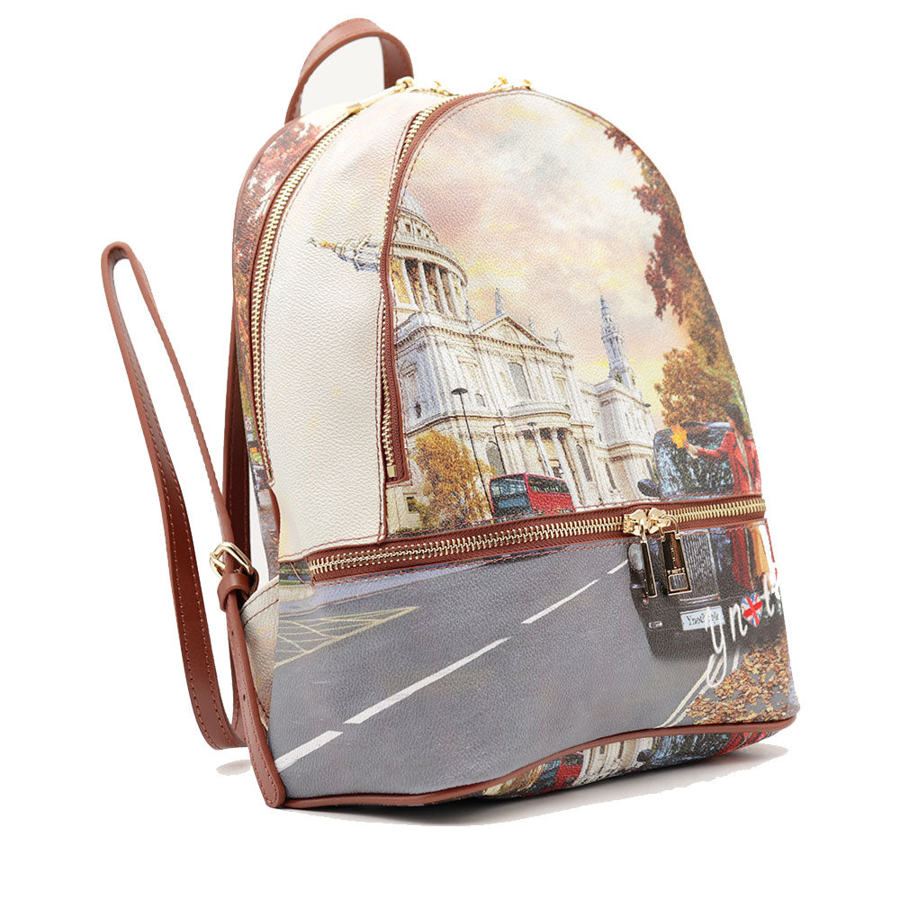 Zaino Donna Y NOT con Due Scomparti YES-648 Stampa London Tourist