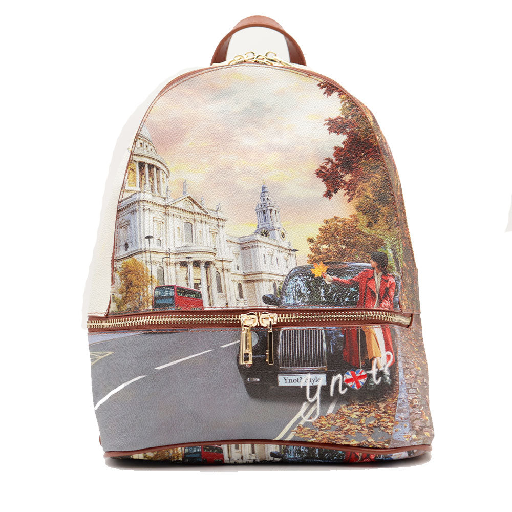 Zaino Donna Y NOT con Due Scomparti YES-648 Stampa London Tourist
