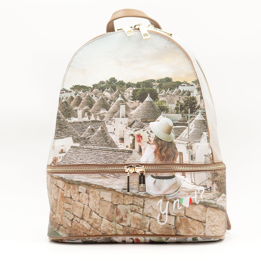 Zaino Donna Y NOT con Due Scomparti YES-648 Stampa Romantic Trulli