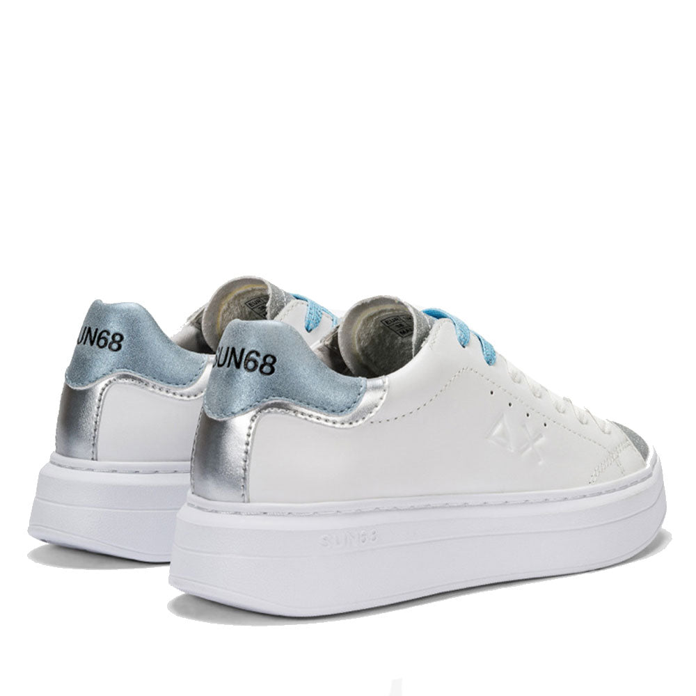 Sun68 Damenschuhe Grace Ledersneaker Farbe Weiß - Hellblau